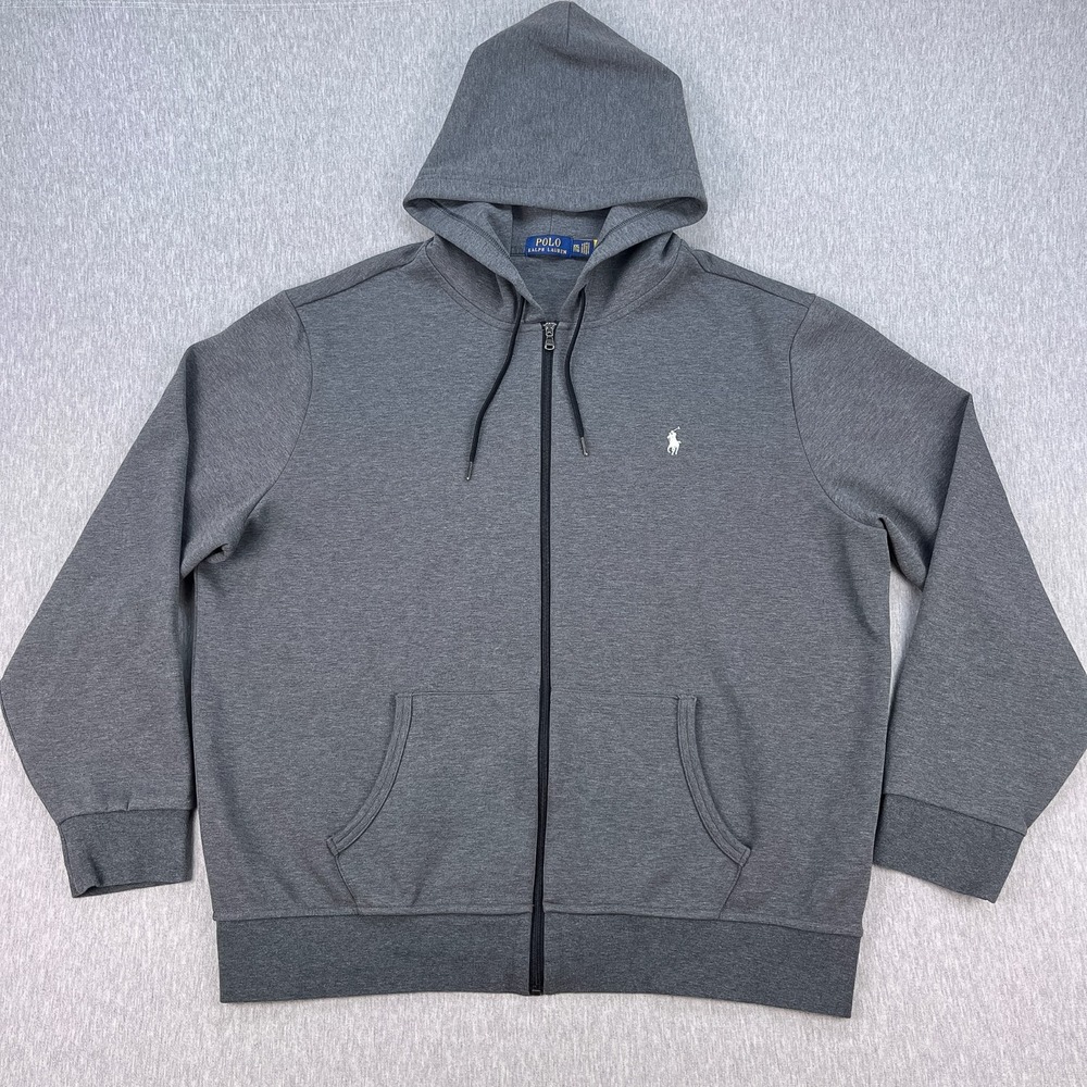 Polo Ralph Lauren Full-Zip Hoodie Mens XXL Heather Gray Heavyweight Cotton/Poly